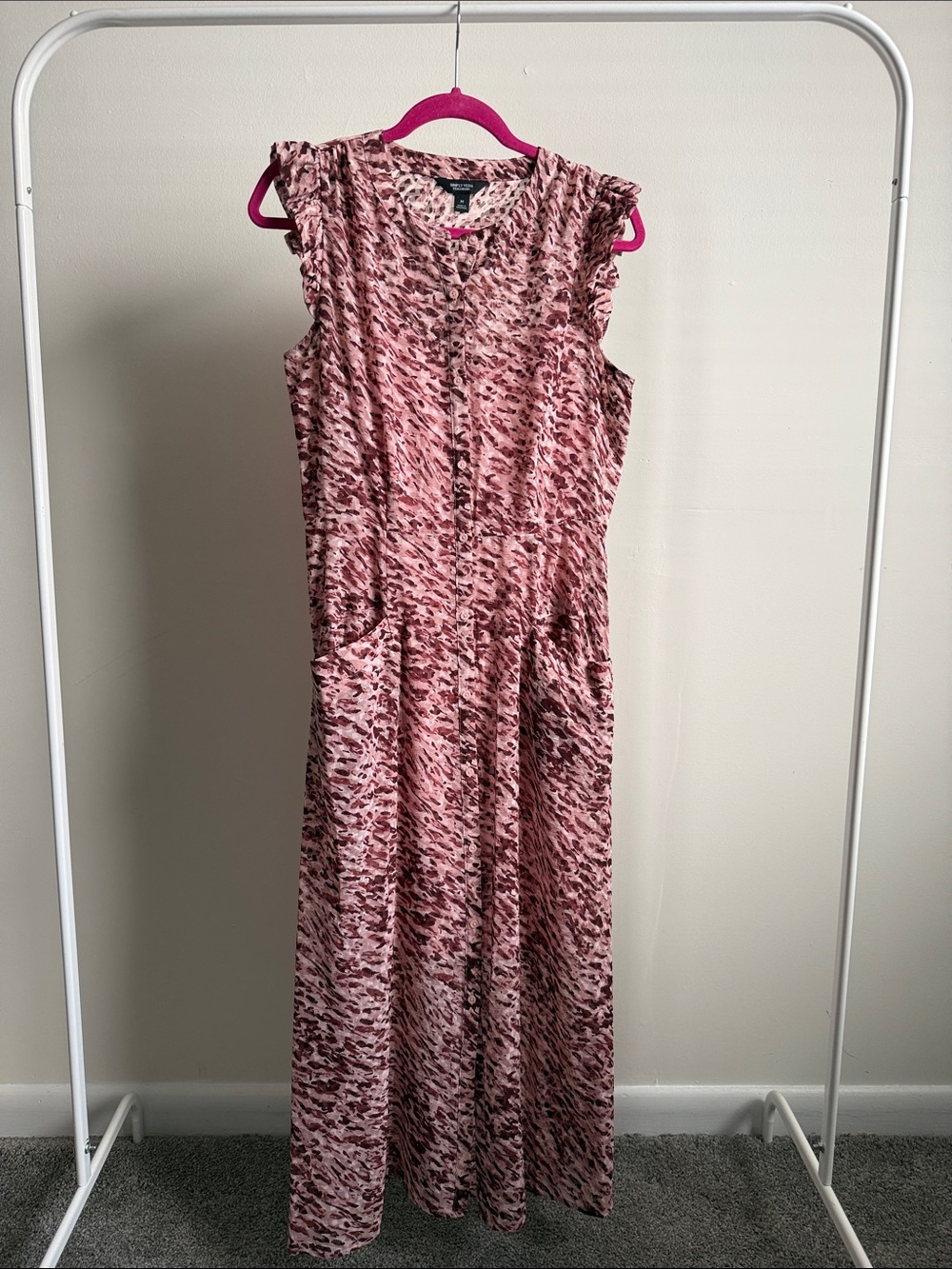 ✅Simply Vera Vera Wang Pink Patterned Midi Dress